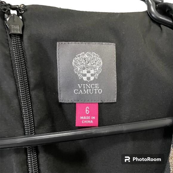 Vince Camuto Metallic Black & Gold Fit & Flare Cocktail Dress Sleeveless Size 6 - Picture 5 of 10